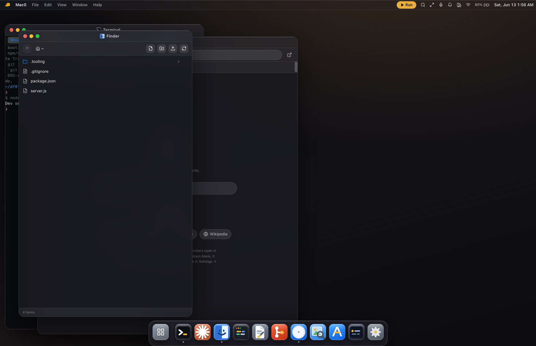 The Mac0 workspace running a real in-browser desktop OS